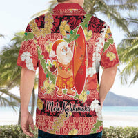Hawaii Santa Mele Kalikimaka Hawaiian Shirt Tropical Puakenikeni Lei with Polynesian Tribal Pattern LT03 - Polynesian Pride
