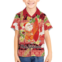 Hawaii Santa Mele Kalikimaka Hawaiian Shirt Tropical Puakenikeni Lei with Polynesian Tribal Pattern LT03 - Polynesian Pride