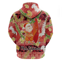Hawaii Santa Mele Kalikimaka Hoodie Tropical Puakenikeni Lei with Polynesian Tribal Pattern LT03 - Polynesian Pride