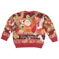 Hawaii Santa Mele Kalikimaka Kid Ugly Christmas Sweater Tropical Puakenikeni Lei with Polynesian Tribal Pattern LT03 - Polynesian Pride