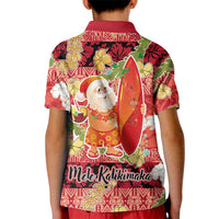Hawaii Santa Mele Kalikimaka Kid Polo Shirt Tropical Puakenikeni Lei with Polynesian Tribal Pattern LT03 - Polynesian Pride
