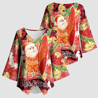 Hawaii Santa Mele Kalikimaka Kimono Sleeve Blouse Tropical Puakenikeni Lei with Polynesian Tribal Pattern LT03 - Polynesian Pride