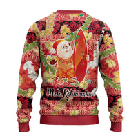 Hawaii Santa Mele Kalikimaka Ugly Christmas Sweater Tropical Puakenikeni Lei with Polynesian Tribal Pattern LT03 - Polynesian Pride
