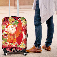 Hawaii Santa Mele Kalikimaka Luggage Cover Tropical Puakenikeni Lei with Polynesian Tribal Pattern LT03 Red - Polynesian Pride
