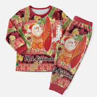 Hawaii Santa Mele Kalikimaka Christmas Pajama Set Tropical Puakenikeni Lei with Polynesian Tribal Pattern LT03 Men Red - Polynesian Pride