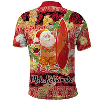 Hawaii Santa Mele Kalikimaka Polo Shirt Tropical Puakenikeni Lei with Polynesian Tribal Pattern LT03 - Polynesian Pride