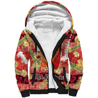 Hawaii Santa Mele Kalikimaka Sherpa Hoodie Tropical Puakenikeni Lei with Polynesian Tribal Pattern LT03 Unisex Red - Polynesian Pride
