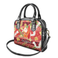 Hawaii Santa Mele Kalikimaka Shoulder Handbag Tropical Puakenikeni Lei with Polynesian Tribal Pattern - Polynesian Pride