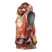 Hawaii Santa Mele Kalikimaka Sleeveless Hoodie Tropical Puakenikeni Lei with Polynesian Tribal Pattern LT03 - Polynesian Pride