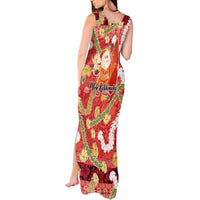 Hawaii Santa Mele Kalikimaka Tank Maxi Dress Tropical Puakenikeni Lei with Polynesian Tribal Pattern LT03 - Polynesian Pride
