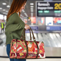 Hawaii Santa Mele Kalikimaka Travel Bag Tropical Puakenikeni Lei with Polynesian Tribal Pattern LT03 - Polynesian Pride
