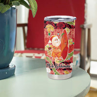 Hawaii Santa Mele Kalikimaka Tumbler Cup Tropical Puakenikeni Lei with Polynesian Tribal Pattern LT03 - Polynesian Pride