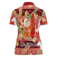 Hawaii Santa Mele Kalikimaka Women Polo Shirt Tropical Puakenikeni Lei with Polynesian Tribal Pattern LT03 - Polynesian Pride