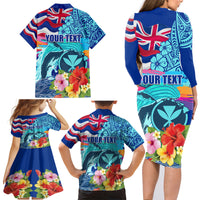 Hawaii Race For Whales Family Matching Long Sleeve Bodycon Dress and Hawaiian Shirt Flag and Polynesian Hibiscus LT03 - Polynesian Pride