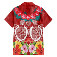 Polynesian Valentine Day Family Matching Long Sleeve Bodycon Dress and Hawaiian Shirt Love Couple Turtle Maori Hibiscus Red Style LT03 - Polynesian Pride