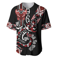 Aotearoa Toitu Te Tiriti-Honour the Treaty Baseball Jersey Maori Taniwha Haka with Taniko and Tukutuku LT03 Black - Polynesian Pride