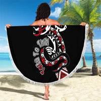 Aotearoa Toitu Te Tiriti-Honour the Treaty Beach Blanket Maori Taniwha Haka with Taniko and Tukutuku LT03 - Polynesian Pride