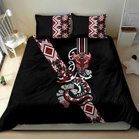 Aotearoa Toitu Te Tiriti-Honour the Treaty Bedding Set Maori Taniwha Haka with Taniko and Tukutuku LT03 - Polynesian Pride