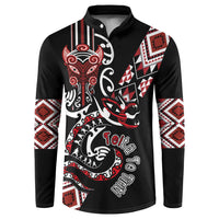 Aotearoa Toitu Te Tiriti-Honour the Treaty Button Sweatshirt Maori Taniwha Haka with Taniko and Tukutuku LT03 Black - Polynesian Pride