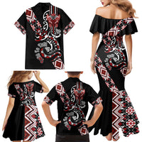 Aotearoa Toitu Te Tiriti-Honour the Treaty Family Matching Mermaid Dress and Hawaiian Shirt Maori Taniwha Haka with Taniko and Tukutuku LT03 - Polynesian Pride