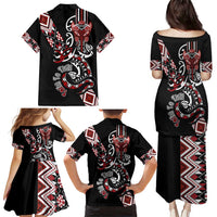 Aotearoa Toitu Te Tiriti-Honour the Treaty Family Matching Puletasi and Hawaiian Shirt Maori Taniwha Haka with Taniko and Tukutuku LT03 - Polynesian Pride