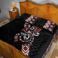 Aotearoa Toitu Te Tiriti-Honour the Treaty Quilt Bed Set Maori Taniwha Haka with Taniko and Tukutuku LT03 - Polynesian Pride