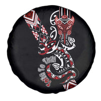 Aotearoa Toitu Te Tiriti-Honour the Treaty Spare Tire Cover Maori Taniwha Haka with Taniko and Tukutuku LT03 - Polynesian Pride