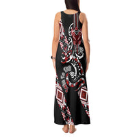 Aotearoa Toitu Te Tiriti-Honour the Treaty Tank Maxi Dress Maori Taniwha Haka with Taniko and Tukutuku LT03 - Polynesian Pride