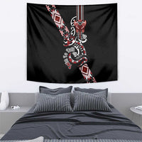 Aotearoa Toitu Te Tiriti-Honour the Treaty Tapestry Maori Taniwha Haka with Taniko and Tukutuku LT03 - Polynesian Pride