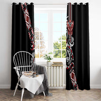 Aotearoa Toitu Te Tiriti-Honour the Treaty Window Curtain Maori Taniwha Haka with Taniko and Tukutuku LT03 - Polynesian Pride