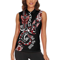 Aotearoa Toitu Te Tiriti-Honour the Treaty Women Sleeveless Polo Shirt Maori Taniwha Haka with Taniko and Tukutuku LT03 - Polynesian Pride