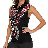 Aotearoa Toitu Te Tiriti-Honour the Treaty Women Sleeveless Polo Shirt Maori Taniwha Haka with Taniko and Tukutuku LT03 - Polynesian Pride