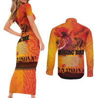 Australia and New Zealand ANZAC Day Couples Matching Short Sleeve Bodycon Dress and Long Sleeve Button Shirt Soldiers Memories - Red Poppies with Aboriginal and Maori Art LT03 - Polynesian Pride