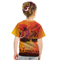 Australia and New Zealand ANZAC Day Kid T Shirt Soldiers Memories - Red Poppies with Aboriginal and Maori Art LT03 - Polynesian Pride