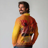 Australia and New Zealand ANZAC Day Long Sleeve Polo Shirt Soldiers Memories - Red Poppies with Aboriginal and Maori Art LT03 - Polynesian Pride