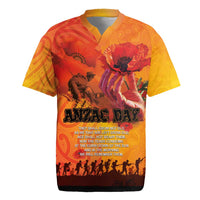 Australia and New Zealand ANZAC Day Rugby Jersey Soldiers Memories - Red Poppies with Aboriginal and Maori Art LT03 Orange-Yellow - Polynesian Pride