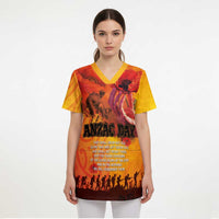 Australia and New Zealand ANZAC Day Scrub Top Soldiers Memories - Red Poppies with Aboriginal and Maori Art LT03 - Polynesian Pride