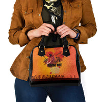 Australia and New Zealand ANZAC Day Shoulder Handbag Soldiers Memories - Red Poppies with Aboriginal and Maori Art LT03 - Polynesian Pride