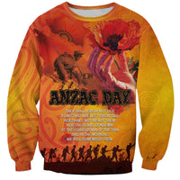 Australia and New Zealand ANZAC Day Sweatshirt Soldiers Memories - Red Poppies with Aboriginal and Maori Art LT03 Unisex Orange-Yellow - Polynesian Pride