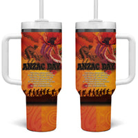 Australia and New Zealand ANZAC Day Tumbler With Handle Soldiers Memories - Red Poppies with Aboriginal and Maori Art LT03 One Size: 40 oz Orange-Yellow - Polynesian Pride