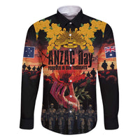 Australia ANZAC Day Family Matching Off The Shoulder Long Sleeve Dress and Hawaiian Shirt Forever in My Thoughts LT03 Dad's Shirt - Long Sleeve Black - Polynesian Pride