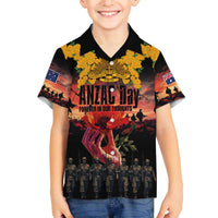 Australia ANZAC Day Family Matching Off The Shoulder Long Sleeve Dress and Hawaiian Shirt Forever in My Thoughts LT03 Son's Shirt Black - Polynesian Pride