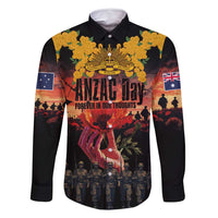 Australia ANZAC Day Family Matching Off Shoulder Maxi Dress and Hawaiian Shirt Forever in My Thoughts LT03 Dad's Shirt - Long Sleeve Black - Polynesian Pride