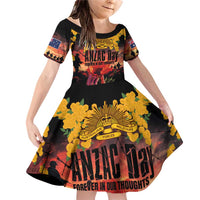 Australia ANZAC Day Family Matching Off Shoulder Short Dress and Hawaiian Shirt Forever in My Thoughts LT03 Daughter's Dress Black - Polynesian Pride