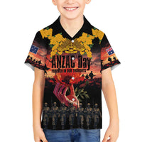 Australia ANZAC Day Family Matching Tank Maxi Dress and Hawaiian Shirt Forever in My Thoughts LT03 Son's Shirt Black - Polynesian Pride