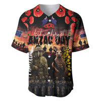 Australia and New Zealand ANZAC Day Baseball Jersey Kangaroo and Kiwi Bird Soldier - Forever in My Thoughts LT03 Black - Polynesian Pride
