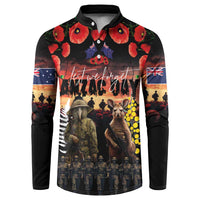 Australia and New Zealand ANZAC Day Button Sweatshirt Kangaroo and Kiwi Bird Soldier - Forever in My Thoughts LT03 Black - Polynesian Pride