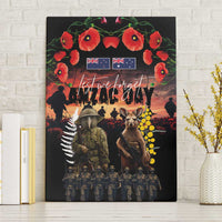 Australia and New Zealand ANZAC Day Canvas Wall Art Kangaroo and Kiwi Bird Soldier - Forever in My Thoughts LT03 Without Frame Black - Polynesian Pride