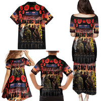 Australia and New Zealand ANZAC Day Family Matching Puletasi and Hawaiian Shirt Kangaroo and Kiwi Bird Soldier - Forever in My Thoughts LT03 - Polynesian Pride