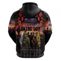 Australia and New Zealand ANZAC Day Hoodie Kangaroo and Kiwi Bird Soldier - Forever in My Thoughts LT03 - Polynesian Pride